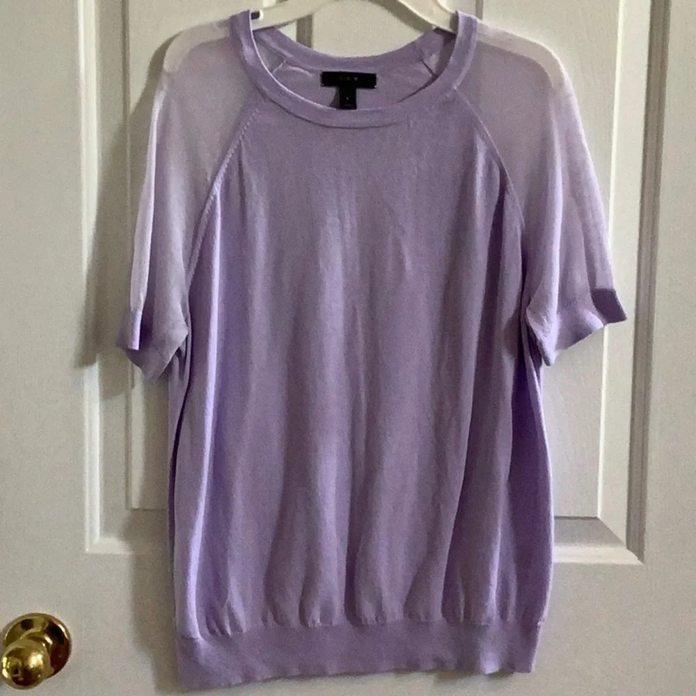 J. Crew Sheer Sleeve Crepe Sweater